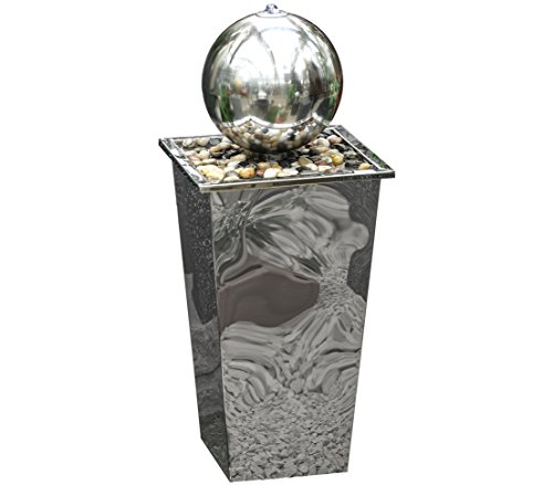 Dehner Gartenbrunnen Square mit LED Beleuchtung, ca. 83 x 34 x 34 cm, Edelstahl, grau