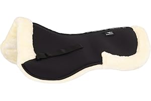 Equinate Cuscino per sella in memory foam Austin con morbida pelliccia di agnello sintetica M – Cuscino per sella per cavallo e pony, cuscinetto di correzione per sella