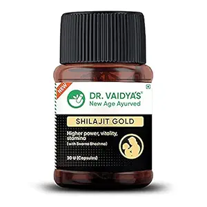DR. VAIDYAS new age ayurveda Shilajit Gold | Ayurvedic Shilajit with Gokshur, Ashwagandha and Shilajit | 30 Capsules