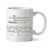 Tasse – Gute Gründe Oma -Personalisiert mit [Namen der Enkelkinder] - Geschenke für Omas - Geschenkideen Geburtstag Weihnachten für Oma – Oma und Opa Geschenke - Oma Geschenk Ideen