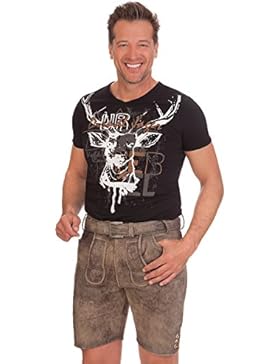 Trachten Lederhose kurz - GERNOT - grau