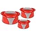 Produktbild WELLGRO® 3er SET Thermoschüsseln inkl. Deckel - mit Edelstahleinsatz, 400/800/1300 ml, Rot/Grau, Kunststoff/Edelstahl, doppelwandig