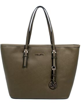 Tom & Eva 6228 F Jet Set Travel Bag Oliv Saffiano Handtasche aus Vegan Leder Stückzahl limitiert