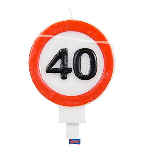 Folat Zahlenkerze * Verkehrsschild Zahl 40 * // Verkehrszeichen Geburtstagsk