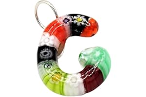 LE GEMME DI VENEZIA N.1 Lettere Iniziali Ciondolo Pendente Murrina Millefiori Vetro Murano Made in Italy