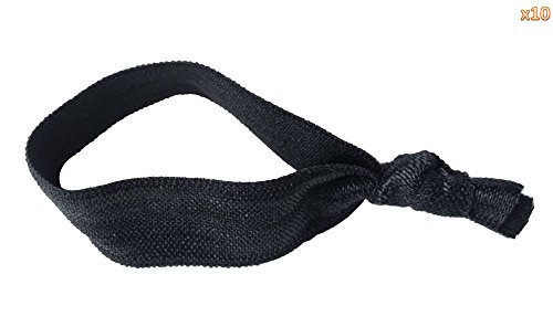 niceEshop(TM) Fashion Women Cute Knot Simple Style No Crease Hair Ties (Black, Set of 10 Pcs)