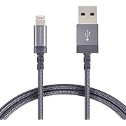 Amazon Basics L6LMF012-CS-R Verbindungskabel Lightning-auf-USB-A, Nylon, geflochten, 1,8 m, zertifiziert von Apple, Silber