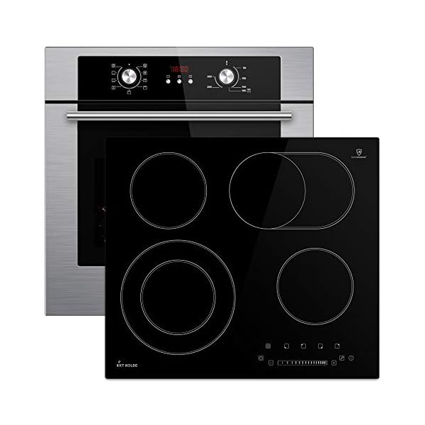 Autarkes Herdset: 60cm Einbau-Backofen EB8010ED + 59cm Glaskeramik-Kochfeld KFS59RL (Heißluft, Grill-/Bratsystem, Automatik-Timer, Teleskopauszüge, Dualzone) SET8010KFS - KKT KOLBE