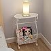 Produktbild Corner Shelf Iron Art Doppelregal Beistelltisch, Ständer Metall Ecktisch Nachttisch mit Aufbewahrungskorb für Badezimmer Wohnzimmer Schlafzimmer, Badezimmer Regal Ablagetisch (Farbe : Weiß)