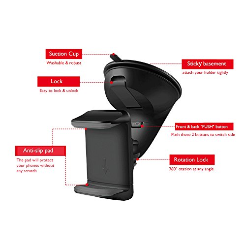 ORAELE KFZ PKW Auto Halterung fÃ¼r Smartphone Handy an Windschutzscheibe - Universal mit Kugelgelenk 360Â°drehbar Autohalterung Handyhalterung Armaturenbrett Windschutzscheibe Handyhalter Halter - Schwarz