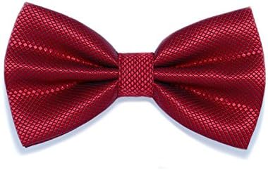 YaGe Mens Bow Tie Pre Tied Adjustable Solid Silk Tie A601 Red