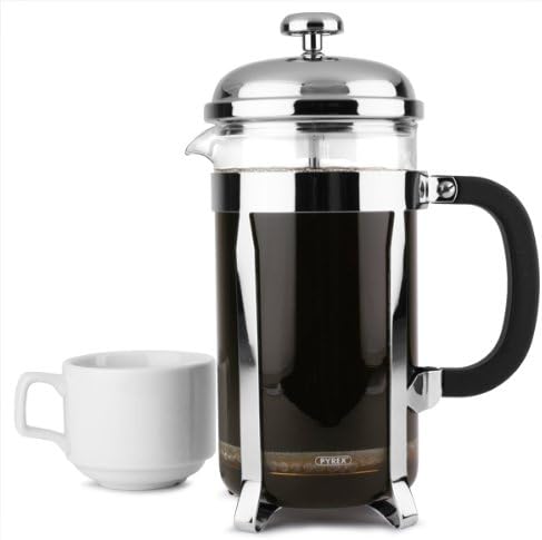 Chrome Cafetiere 8 Cup | 32oz 1000ml Coffee Cafetiere, Coffee Maker, Coffee Pot, Large Cafetiere for Domestic & Commercial Catering