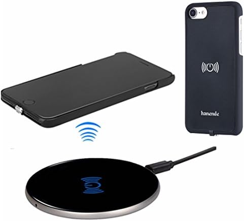 hanende Wireless Charger Kit for iPhone 7, [Sleep-Friendly] Qi Wireless Charging Pad and Wireless Receiver Case for iPhone 7 (Black)