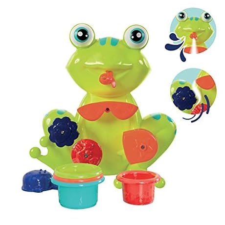 LUDI Coffret de jeux deau pour le bain grenouille moulins verres gigognes percs coupelle Ds 12 mois Fixations ventouses rf