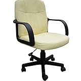 HOMCOM Swivel Executive Office Chair PU Leather Computer Desk Chair Office Furniture- Cream/White (Office Product)