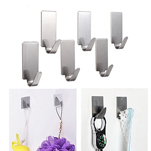 6Pcs Edelstahl Adhesive KleiderbŸgelhaken WandtŸrhaken Bad Handtuchhalter