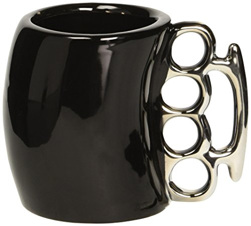 Fairly Odd Novelties Knuckle Duster Ceramic Coffee Mug, Black