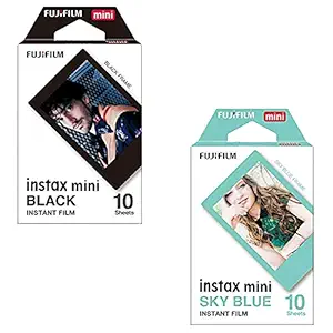 Fujifilm Instax Mini Instant Film Black (10 Sheets) + Fujifilm Mini Instant Film Sky Blue (10 Sheets)