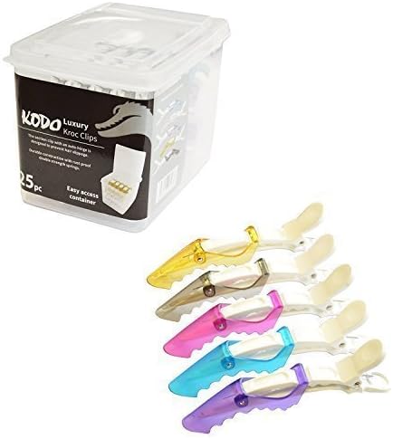KodoLuxury Kroc Clips Box of 25, Non Slip Sectioning Clips, Hairdressers, 5 Colours