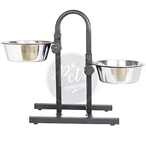 The Pets Company Dog Feeding Bowl with Adjustable Stand, Dog Elevated Diner with Stainless Steel Bowl Set, (Set of 2 Bowls with U-Stand), Extra Large