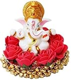 JC Crafts & Fabrics Marble Ganpati Idol 4 x 4 Inch Multicolour, 1 Piece