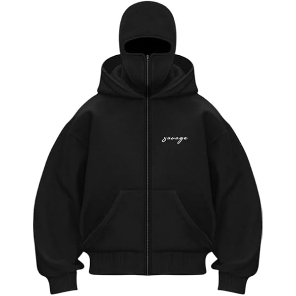 Buy BE SAVAGE Balaclava Zipper Hoodie for Men 400 GSM Heavyweight