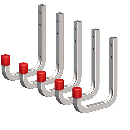 5 x SECOTEC® Universalhaken verzinkt 80 x 120 mm Belastbarkeit 80 kg Haken für Gartengeräte
