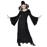 mit Stehkragen Widmann 41117 - Kinderkostüm Hexe, Samtkleid mit großem Stehkragen und Halsband, Größe 140