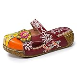 mary jane's last dance lyrics deutsch  gracosy Damen Mokassins Slipper, Leder Sandalen Plattform Pantoffel Sommerschuhe Vintage Rückenfrei Clogs Bunte Blume Flache Schuhe Mary Jane Hollow Out Wedges Dicker Boden Strandschuhe, MEHRWEG