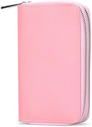 BANGBO PU Leather Double Zipper Clutches Handbag Wallet Purse with Lichi Grain, Card Slot Phone Holder for Cell Phone IPhone 7/7 Plus/SE/6S/6 Plus/5S and Samsung Galaxy S8/8 Plus/S7/S6, Pink