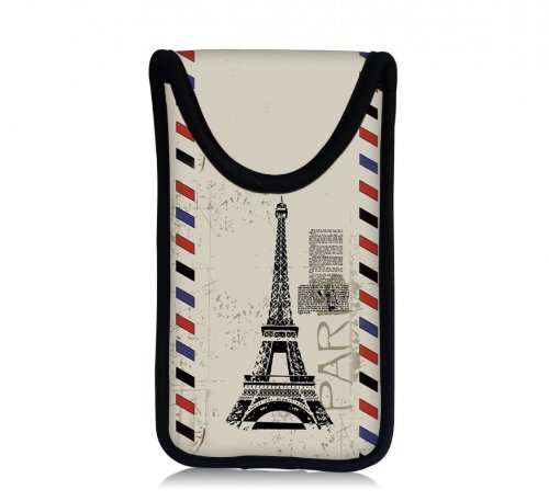 MySleeveDesign funda estuche para móvil smartphone como Samsung Galaxy S4, HTC One, Sony Xperia Z, LG Optimus, etc. - DISEÑOS VARIOS - Paris Stamp
