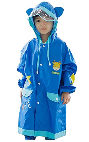 Korean Lovely Baby Raincoat Fashion Children Rainwear Blue Giraffe S