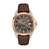 Bulova Precisionist 98B267 - Herren Designer-Armbanduhr mit Roségold - Armband aus Leder