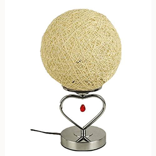 Preisvergleich Produktbild Rattan Kristall LED Nachttischlampe Hanf Handgewebte Tischlampe Silberne Lampenkörper Moderne Einfache Schreibtischlampe Dekorative Dekoration Licht -E27 Hohe 35cm Durchmesser 20cm, Hellgelb