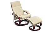 Farbe: creme-weiß/ beige vidaXL Massagesessel Fernsehsessel mit Hocker Relaxsessel TV Sessel mit Heizung