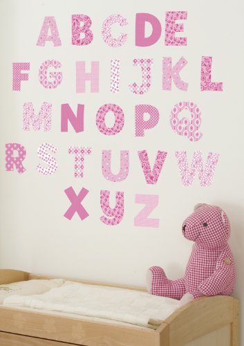 Vintage Alphabet Wall Stickers Upper and Lower Case - Pink Collection