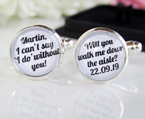 Rockshore Accessories Will You Walk Me Down The Aisle Quote Father Of The Bride Custom Date And Name Personalised Cufflinks Gift