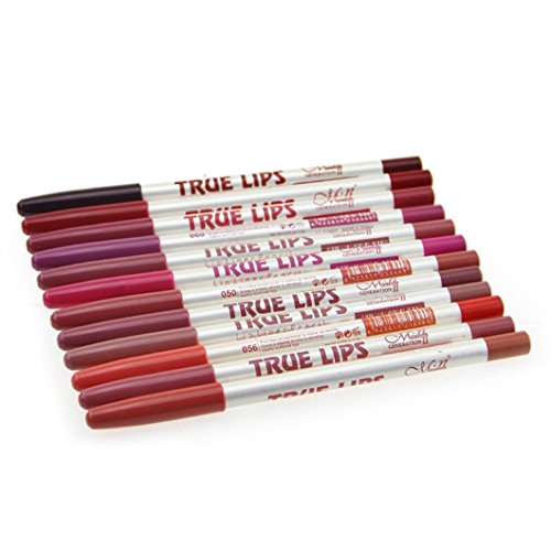 FANGXIN 12 PCS Wasserdichtes Make Up Lip Liner Eyeliner Lidschatten Stift Bleistift Lippenkonturenstift 12 Farben - 2
