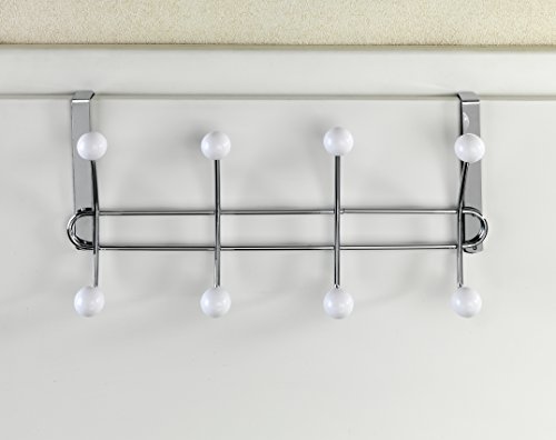 Wenko 22679100 Türgarderobe Lissa Hakenleiste mit 8 Haken, für Türfalzstärken bis 2 cm, Stahl, Chrom, 6.5 x 35 x 18 cm - 8