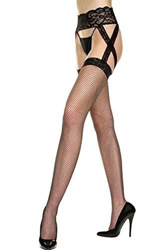 Preisvergleich Produktbild Music Legs Strumpfhalterset mit gekreuzten Strumpfhaltern - schwarz