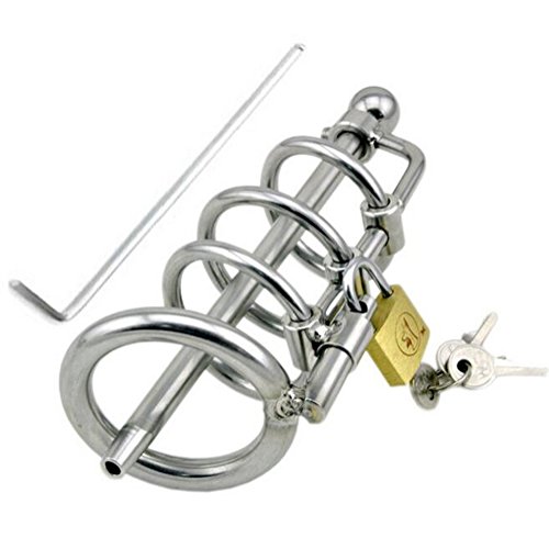 Preisvergleich Produktbild DRSMDR Edelstahlkäfig Metallschloss Mit Schlüssel Keuschheitsgerät Blasenkatheter