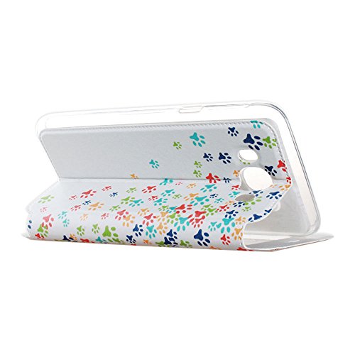 BeCool® – Handy Schutzhülle im Bookstyle mit Standfunktion, ohne Klappe für Samsung Galaxy J7 2016, mit S-View Fenster, durch das Sie alle Mitteilungen sehen können. Farbige Hundspuren - 4