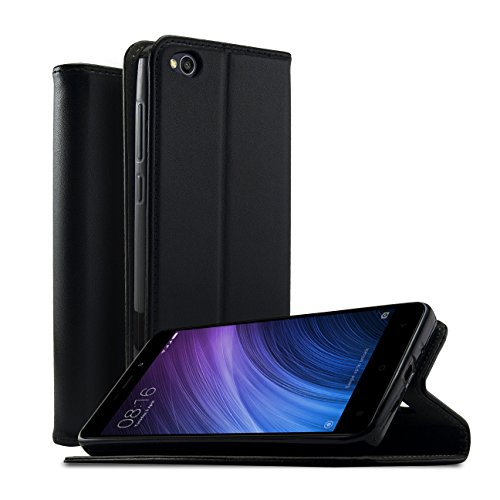 Funda XIAOMI REDMI 4A   Digital Bay Funda Carcasa  Flip Armor  Flip Funda  imitaci  n de cuero  Slim Fit Dual Layer Protective with Card Holder Funda   Jet Black
