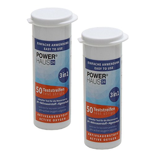 100 Teststreifen für Sauerstoff / pH Wert / Algenschutz Teststäbchen, Teststrips, 2 Dosen