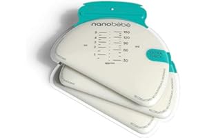nanobébé Lot de 50 sacs de rangement pour lait maternel - Hygiéniques et peu encombrants - Anti-fuite grâce à la double fermeture à pression