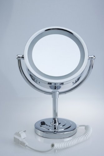DXP Kosmetikspiegel mit LED Beleuchtung, Normal und 7 Fach Vergrößerung, Schminkspiegel Zweiseitig Standspiegel 360°Drehbar YTL9700 - 5