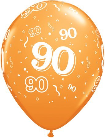 6 Latexballon Luftballon Zahlenballon Zahl 90 Geburtstag farbig sortiert ca. 28 cm (Ballongas geeignet)