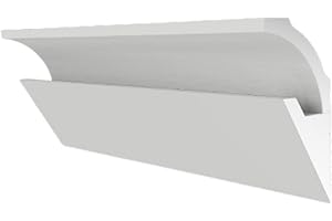 GARENERGIE Profilo in Cartongesso Duropolimero per Strisce Strip LED da Soffitto - Decorazione Luce soffusa - Pannello Verniciabile per Illuminazione Soffusa Greche Decorative (2 Pezzi - 100x10x5 cm)