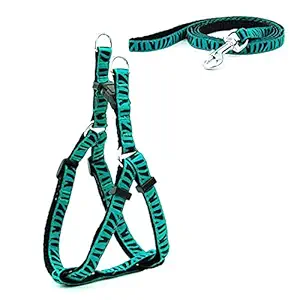 KUTKUT Adjustable Halter Harness and Leash| Stripe Print Heavy Duty | No Pull Pet Back Clip for Puppies (Size: S, Adjustable Chest: 31cm-46cm)