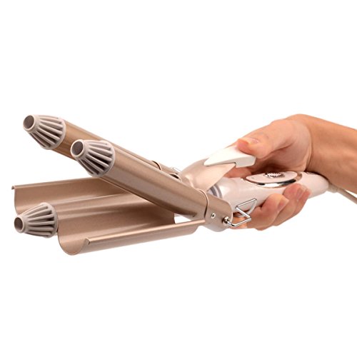 CkeyiN ®Drei Turmalin Keramik Lockenwickler Große Welle, Curling drei Stangen Lockenwickler Werkzeug mit Handschuh - 3
